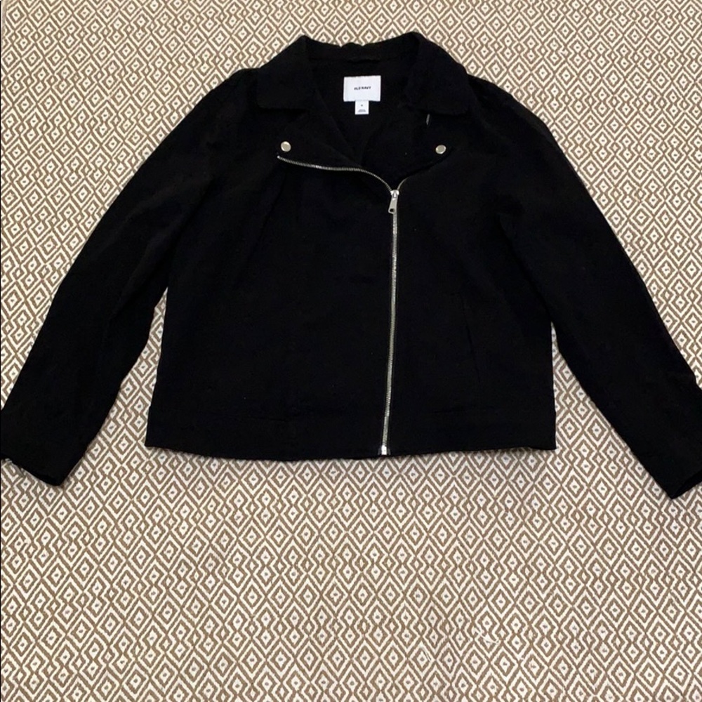 New black twill Moto jacket